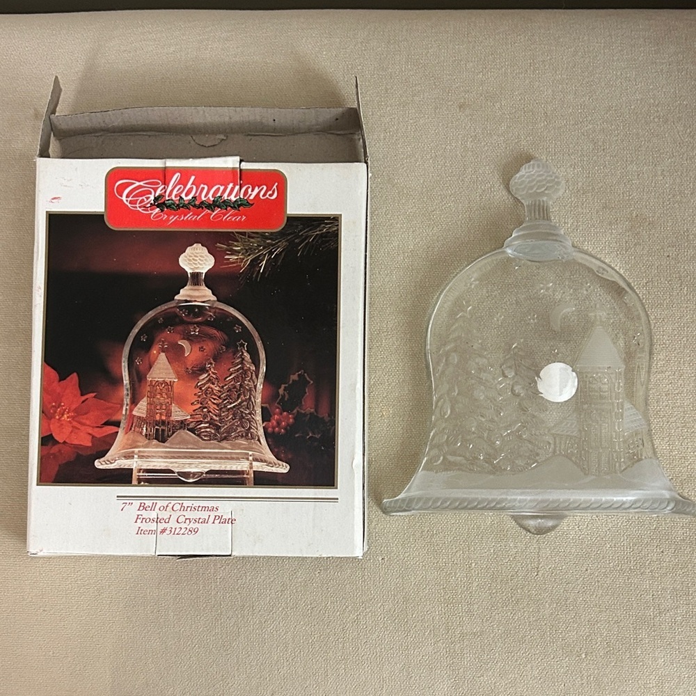 NIB Frosted Crystal Bell Candy Dish